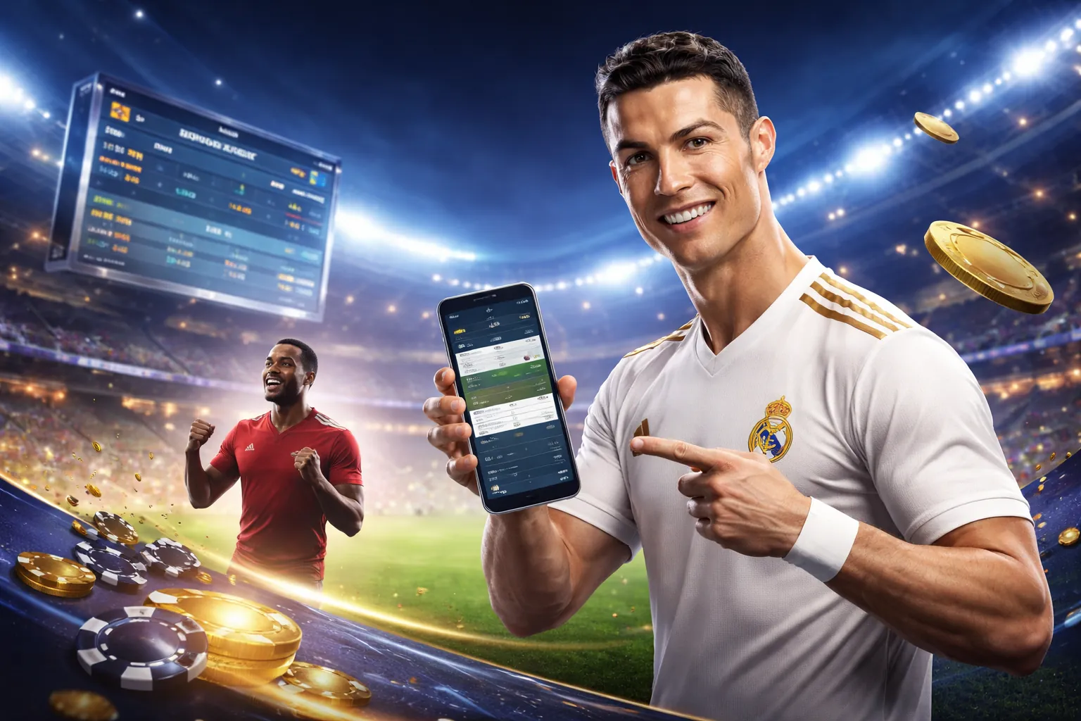 Hình ảnh nền cá cược thể thao sôi động trên ứng dụng 8xBet